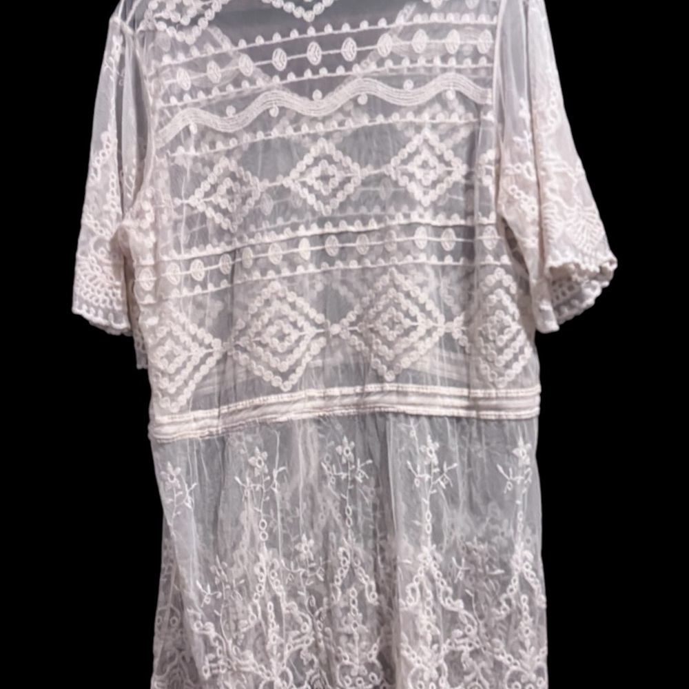 Lane Bryant Sheer Lace Cover-Up white crochet size 14/16 beach vacay hippie boho - Picture 2 of 13